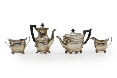 Lot 62 - A silver four piece tea service