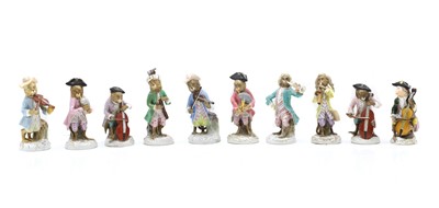 Lot 89 - A German porcelain composite ten piece monkey band