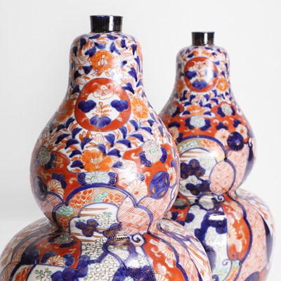 Lot 85 - A pair of Japanese double gourd vases