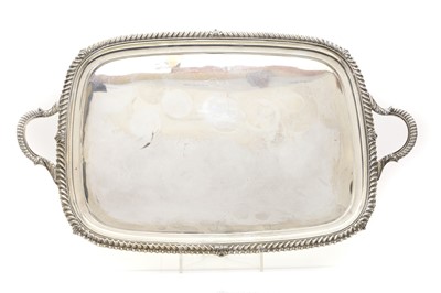 Lot 53 - A large twin-handled silver tray