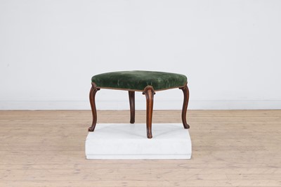 Lot 329 - A walnut upholstered stool