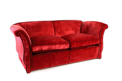 Lot 429 - An Italian red velvet two seat sofa