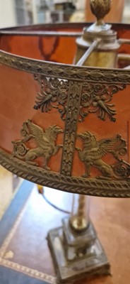 Lot 72 - A gilt-metal and glass table lamp in the Empire style