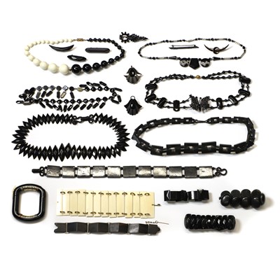 Lot 400 - A group of jet, French jet and costume jewellery