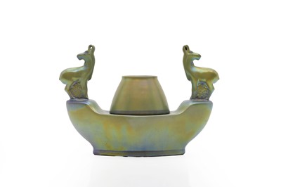 Lot 100 - A Zsolnay Pecs style pottery desk stand