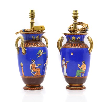 Lot 376 - A pair of Orientalist pottery vases