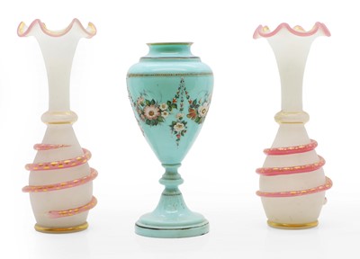 Lot 183 - A pair of opaline glass vases