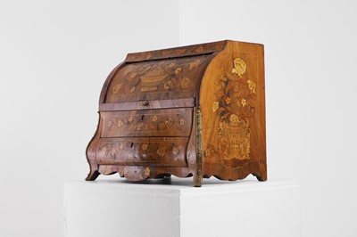 Lot 673 - A miniature floral marquetry bureau à cylindre