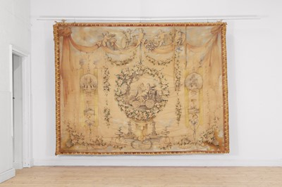 Lot 666 - A large Aubusson-style painted canvas hanging