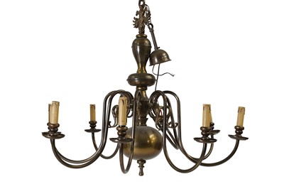 Lot 529 - A Dutch-style brass chandelier