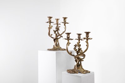 Lot 66 - A pair of Louis XV-style gilt-bronze candelabra