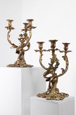 Lot 66 - A pair of Louis XV-style gilt-bronze candelabra