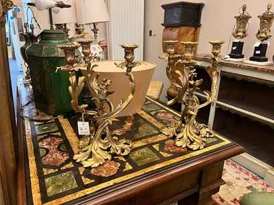 Lot 66 - A pair of Louis XV-style gilt-bronze candelabra