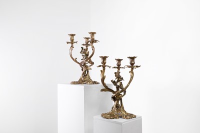 Lot 66 - A pair of Louis XV-style gilt-bronze candelabra