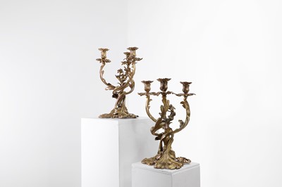 Lot 66 - A pair of Louis XV-style gilt-bronze candelabra