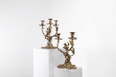 Lot 66 - A pair of Louis XV-style gilt-bronze candelabra