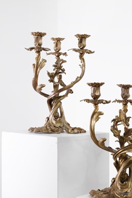 Lot 66 - A pair of Louis XV-style gilt-bronze candelabra