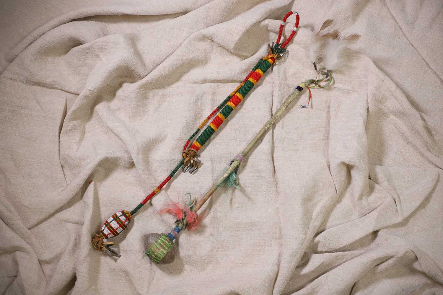 Lot 352 - A Native American beaded and quilled dance club