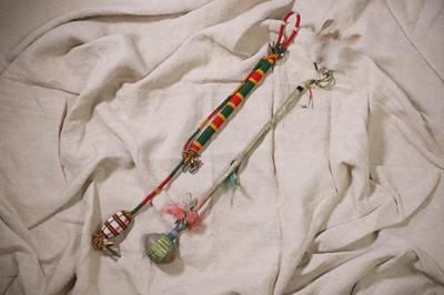 Lot 352 - A Native American beaded and quilled dance club