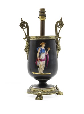 Lot 408 - A neoclassical glass urn lamp