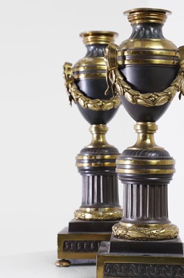 Lot 22 - A pair of Louis XVI gilt-bronze and patinated bronze cassolettes