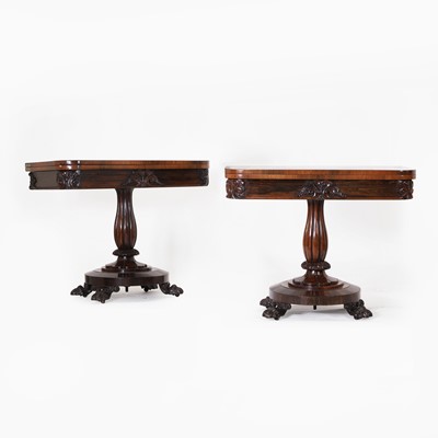 Lot 266 - A pair of William IV rosewood card tables