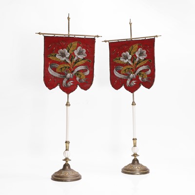 Lot 262 - A pair of Victorian beadwork banner screens