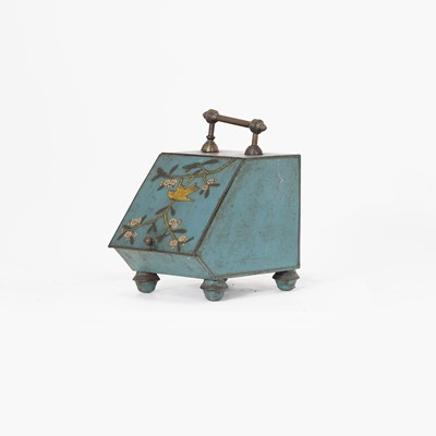 Lot 273 - An Aesthetic period painted coal box