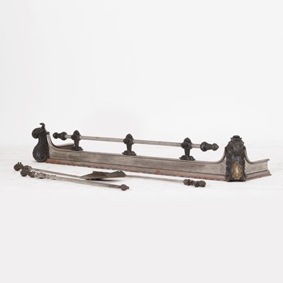 Lot 271 - A Victorian polished steel and cast iron fire kerb