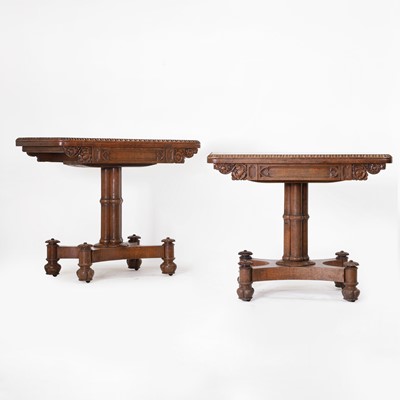 Lot 268 - A pair of George IV brown oak card tables