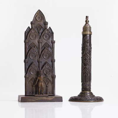 Lot 263 - A mid-Victorian Gothic brass screen holder
