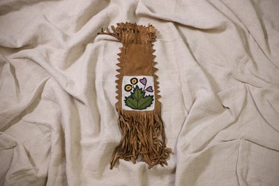 Lot 319 - A Native American beaded hide tobacco pipe bag