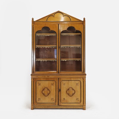 Lot 41 - A Victorian blonde oak 'Gothic' bookcase
