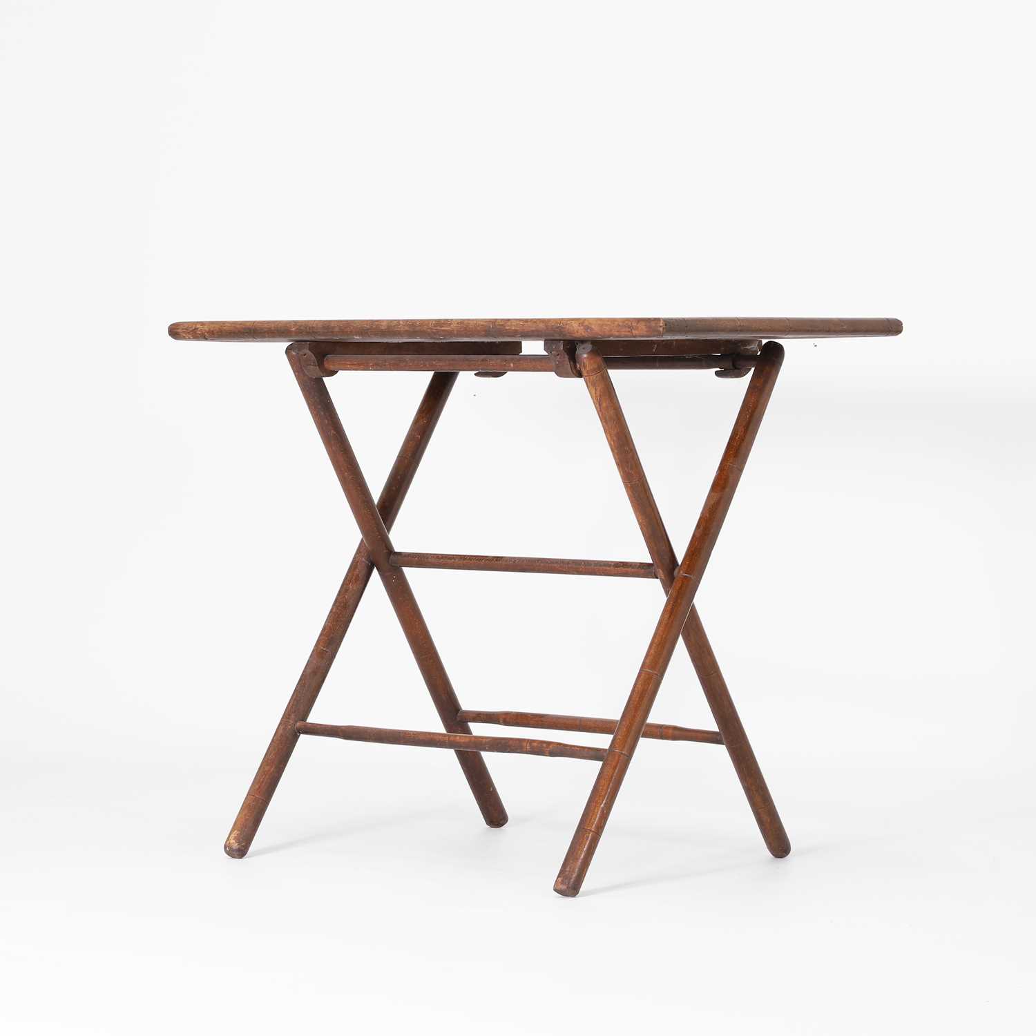 Lot 59 - A Victorian beech and rattan folding occasional table