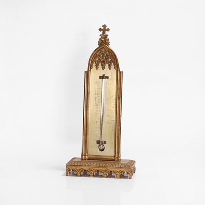 Lot 149 - A Victorian Gothic-framed gilt-brass thermometer