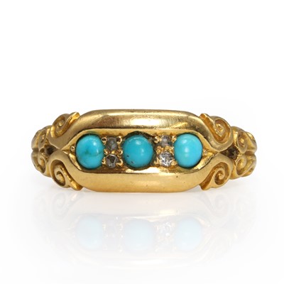 Lot 22 - An Edwardian turquoise and rose cut diamond ring