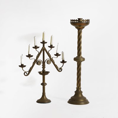 Lot 445 - An ecclesiastical brass altar stick