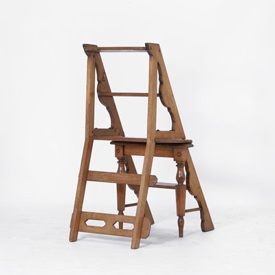 Lot 46 - A set of Victorian oak metamorphic library steps