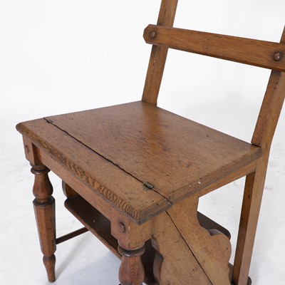 Lot 46 - A set of Victorian oak metamorphic library steps