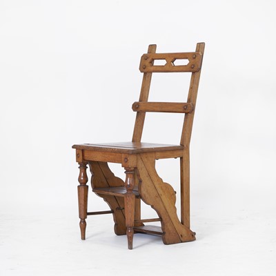 Lot 46 - A set of Victorian oak metamorphic library steps
