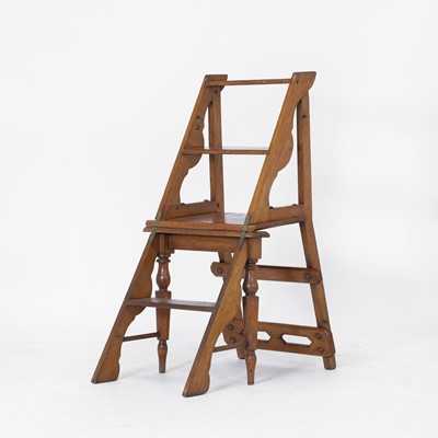 Lot 46 - A set of Victorian oak metamorphic library steps