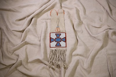 Lot 308 - A Native American beaded hide tobacco pipe bag