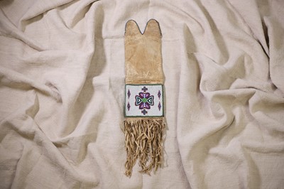 Lot 324 - A Native American beaded hide tobacco or pipe bag