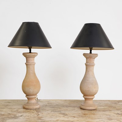 Lot 82 - A pair of terracotta table lamps