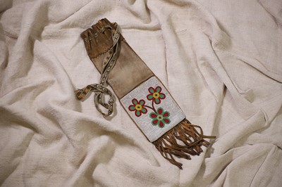 Lot 364 - A Native American beaded hide tobacco or pipe bag
