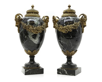 Lot 488 - A pair of marble and ormolu cassolettes