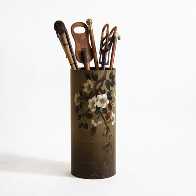 Lot 17 - A toleware painted umbrella stand
