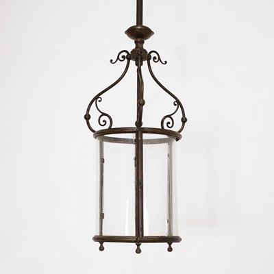 Lot 210 - A brass hall lantern