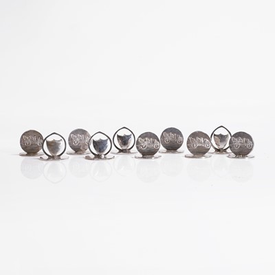 Lot 98 - A collection of six silver menu stands