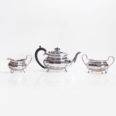 Lot 91 - A silver three-piece tea service